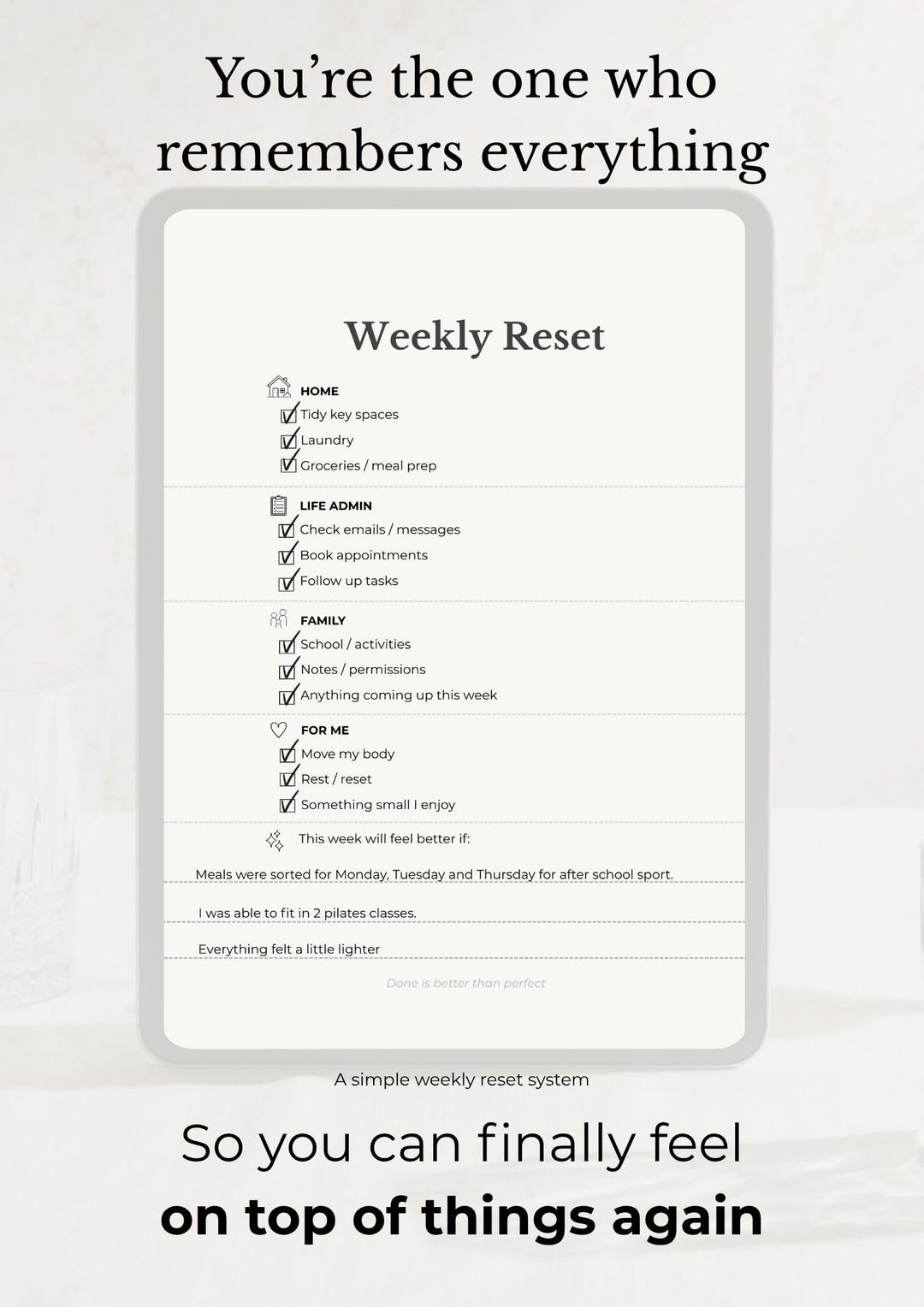 Weekly Reset Planner | Simple Sunday Reset Routine | Life Admin ...