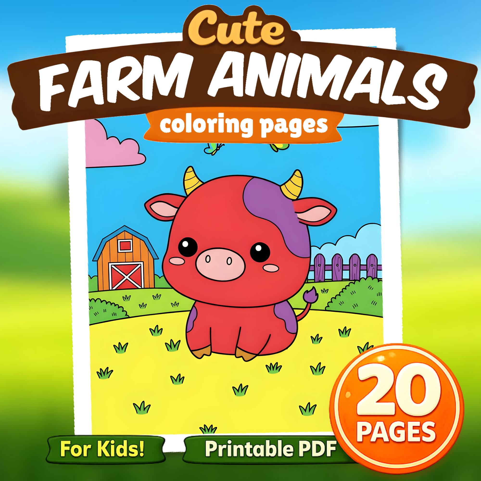 Chibi Farm Animals Coloring Pages Printable PDF Kids Ages 4-8, 20 Pages ...