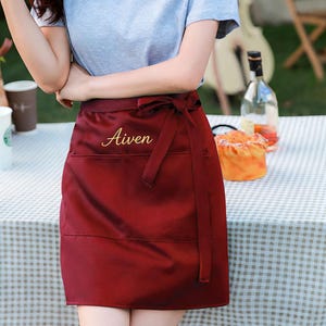 Half schort effen kleur, tailleschort barista café, korte chef-kokschort voor keuken, werkschort, cadeau bruidsmeisje, huwelijkscadeau, Moederdagcadeau