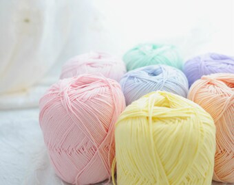 Candy Cotton Yarn 50g available in 32 Colors / Amigurumi Yarn / Lace Weight Cotton Yarn / Yarn / Soft Yarn / Hand Knitting Yarn / Dolls Yarn