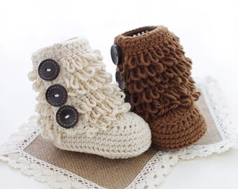 Crochet Baby Wrap Boot / Newborn Baby Boot / Handmade Baby shoes / Furrylicious Booties / Crochet Baby Uggs / Baby Ugg Boots