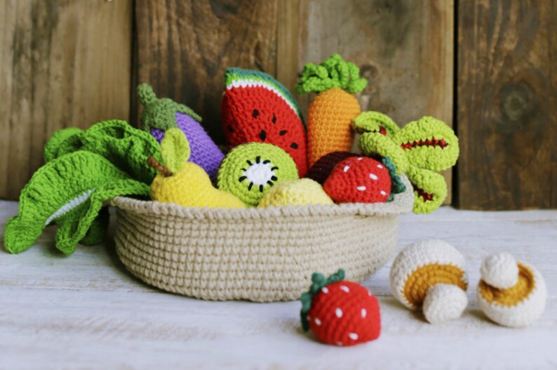 Crochet Play Food Set / 13 Pcs Crochet / Play Food Decor for Etsy