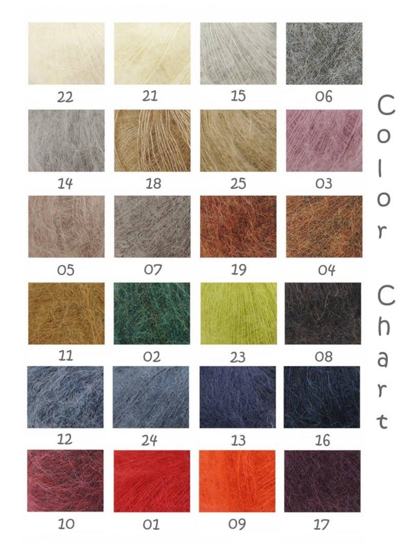 Superfine Mohair Yarns Available in 24 Colors Silk Yarn 70/% Mohair Yarn 20g mohair