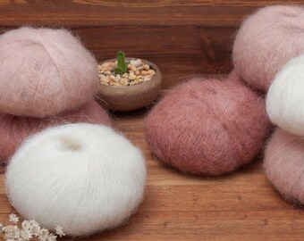 Mohair Yarns Available in 25 Colors / Lace Weight / 45% Mohair Yarns / Mohair Yarns in Pink, Grey, Brown / Knitting yarn / Yarn for knitting