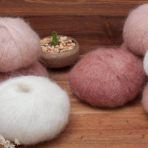 Mohair Yarns Available in 25 Colors / Lace Weight / 45% Mohair Yarns / Mohair Yarns in Pink, Grey, Brown / Knitting yarn / Yarn for knitting