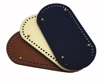 Oval Leather Bag Bottom 25 cm x 12 cm / Bottom for Raffia Bag / Bottom for Knitting or Crochet Bag / PU leather Bag Bottom