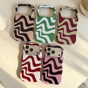 Funda de lujo con ondas de agua para iPhone 17, 16, 15, 14 y 13 Pro Max Air, con diseño ondulado de dos tonos brillante y fina, a prueba de golpes.