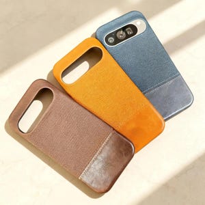 Plain PU Leather Case for Google Pixel 10 9 8 Pro XL 8A Anti Slip Shockproof Protective Minimalist Phone Cover