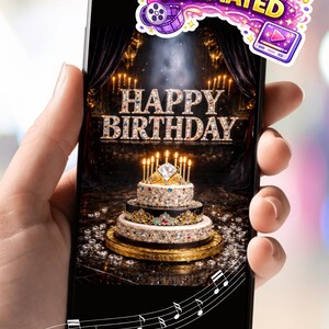 Elegant Lux  Birthday Video & Ecard Combo, Sophisticated Animated Card with Gemstones and  Happy Birthday Song