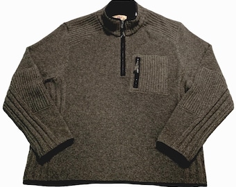 Vintage The Territory Ahead Sweater Mens XL Gray Lambswool Blend Half Zip Pocket