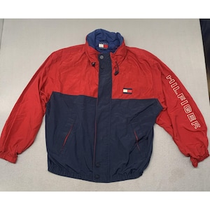 VTG 90s Tommy Hilfiger Sailing Jacket Mens XL Colorblock Spell Out Windbreaker