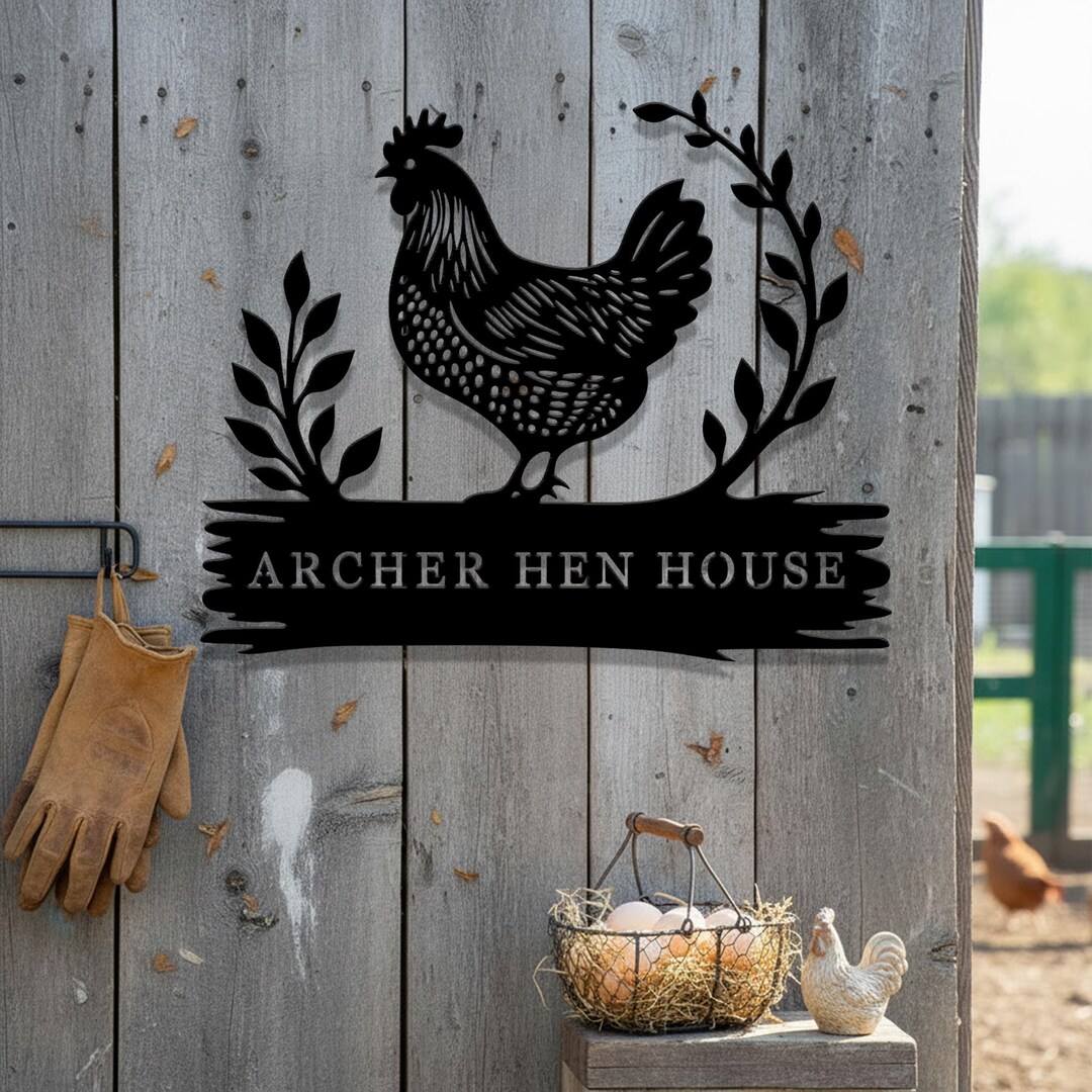 Hen Sign Custom Name Hen House Metal Wall Sign, Rustic Farm Wall Art, Farmhouse ...