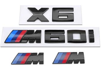 Odznaki X6 M60i M Sport w kolorze czarnym, błyszczące (zestaw 4 sztuk), taśma dwustronna