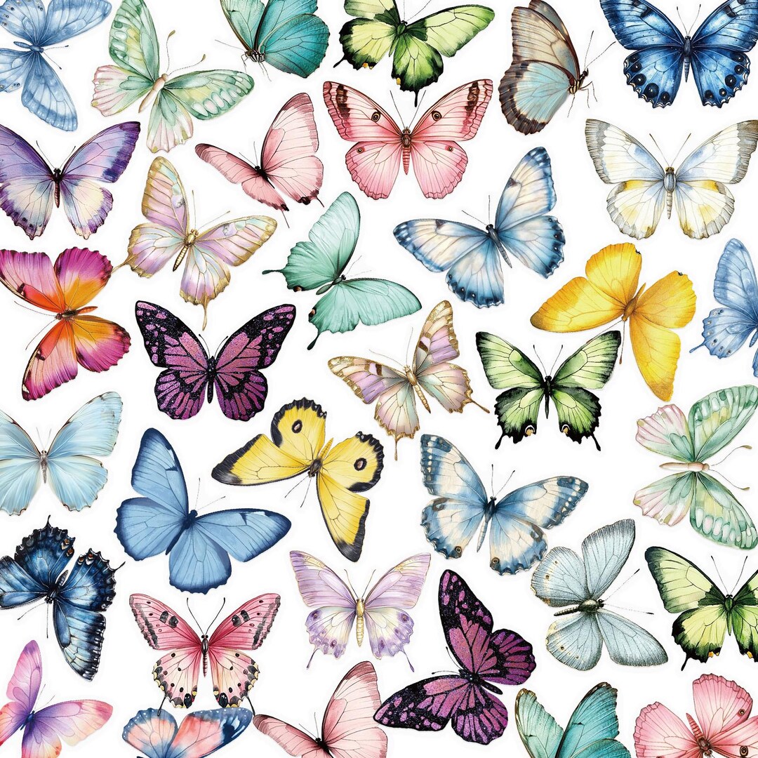 Butterfly Sticker Pack, Transparent PET Stickers, Waterproof Journal ...