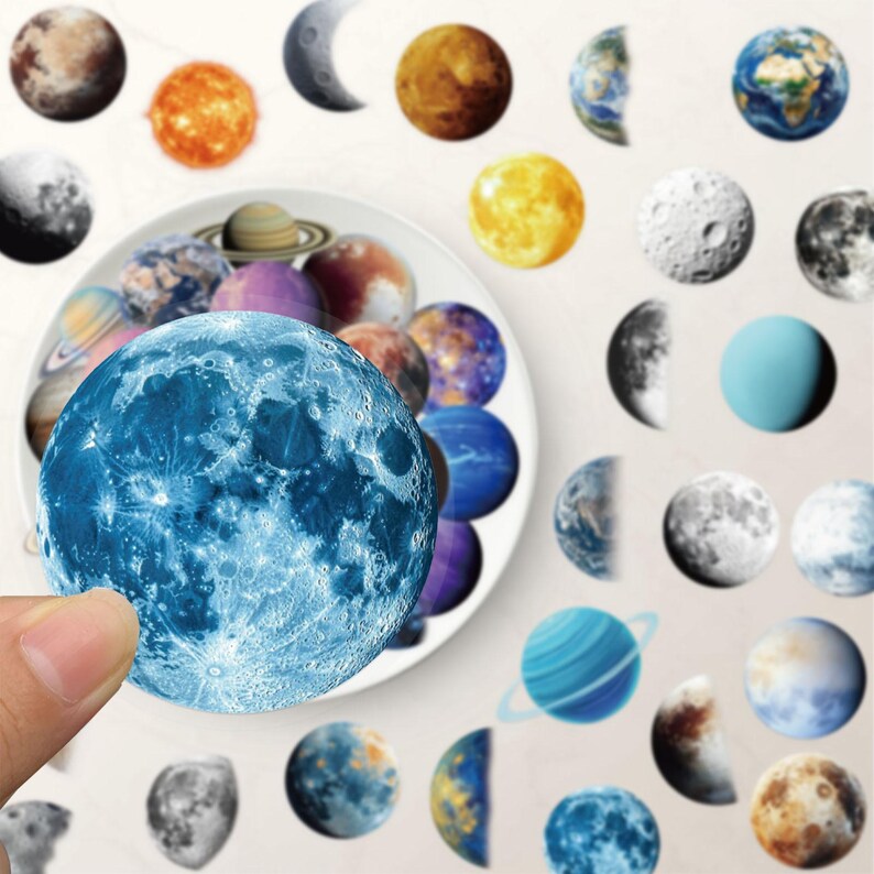 Planet Sticker Pack, Space Stickers, Transparent PET, Waterproof Laptop ...