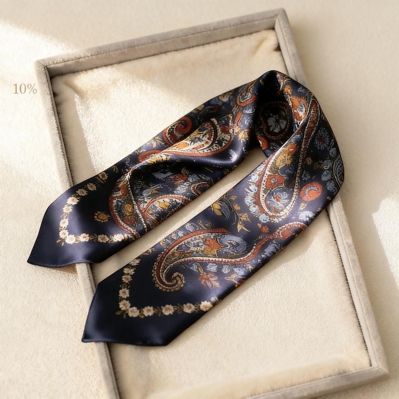 100% Mulberry Silk Scarf - Boho Printed Scarf image 6