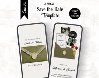 Rustic Vintage Wedding Invitation Template | Elegant Save the Date Website (Digital Download)