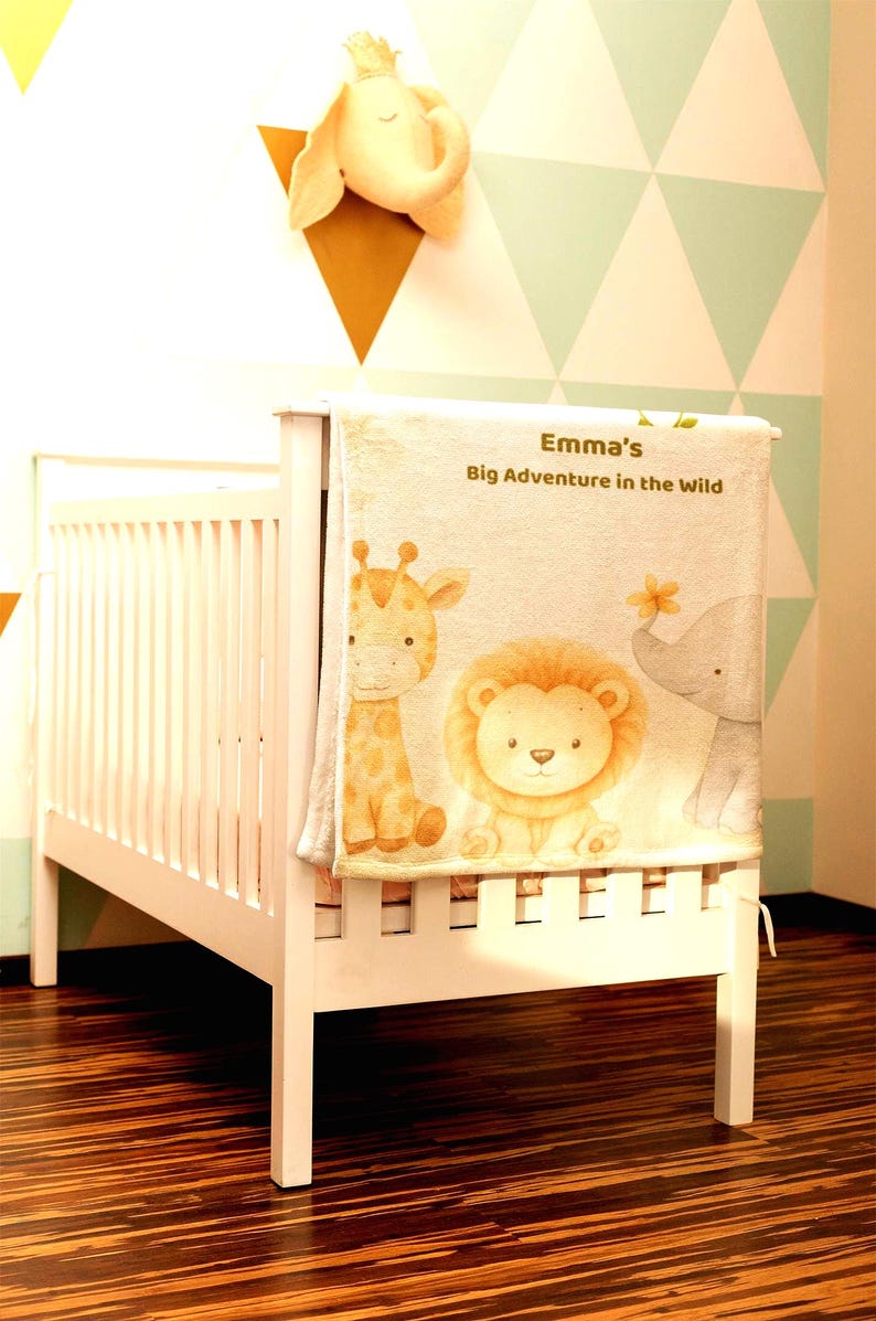 Personalized Safari Baby Blanket – Custom Name Jungle Nursery Fleece ...