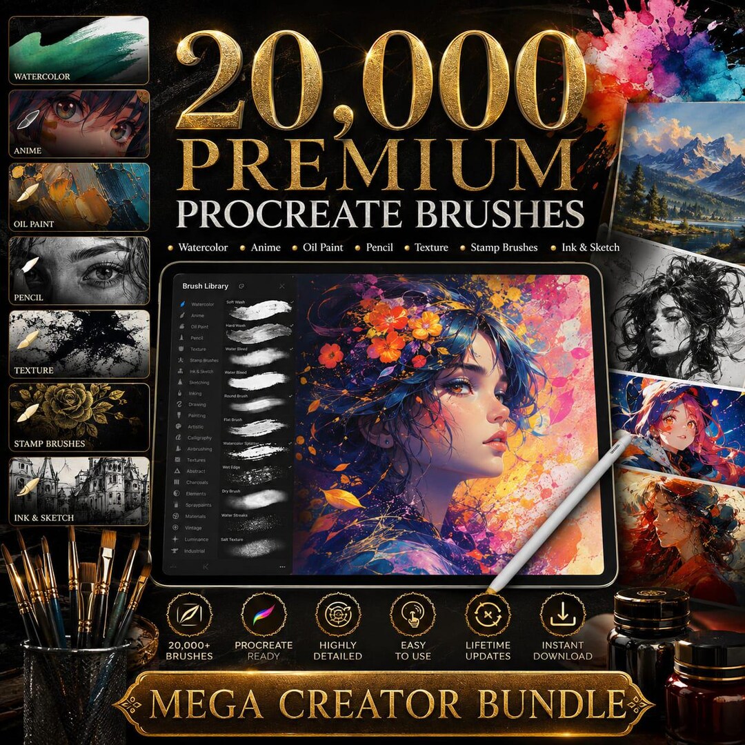 20,000 Procreate Brushes Mega Bundle, Digital Art Illustration Kit ...