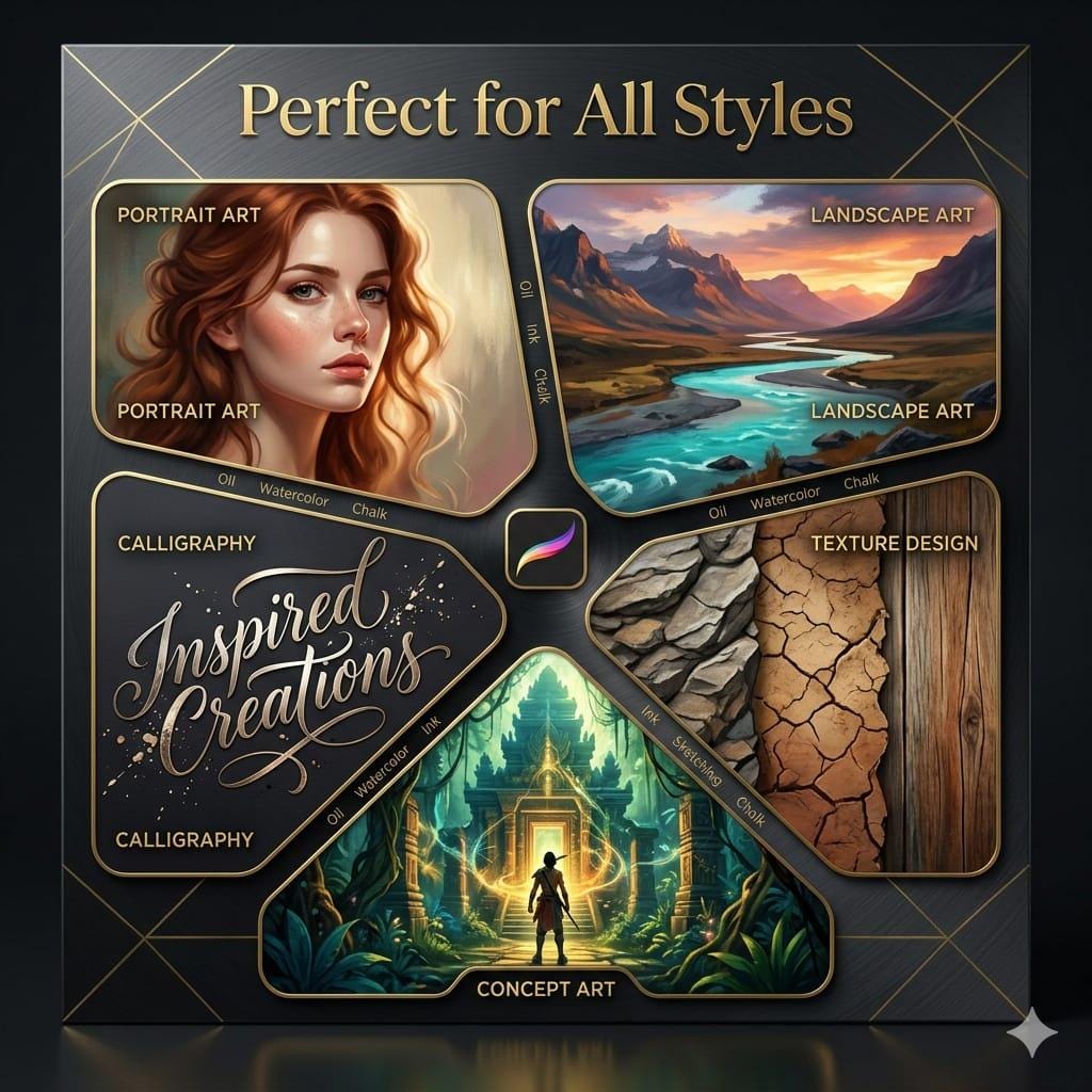 650 Procreate Brushes Mega Bundle | Tattoo, Line, Sketch, Texture ...