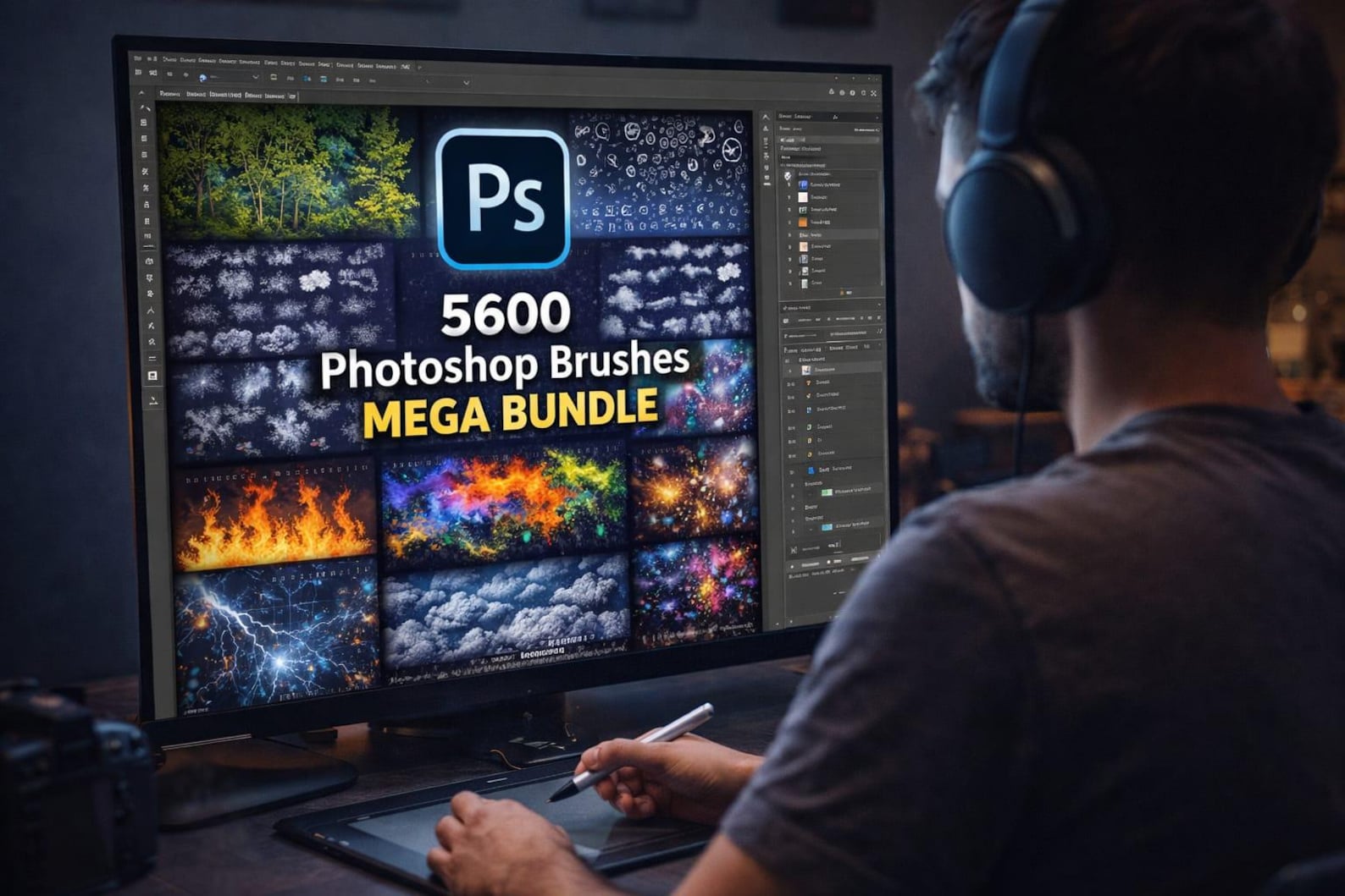5600+ Photoshop Brushes Mega Bundle | Digital Art, Texture, Smoke ...
