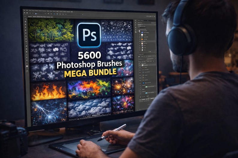 5600+ Photoshop Brushes Mega Bundle | Digital Art, Texture, Smoke ...