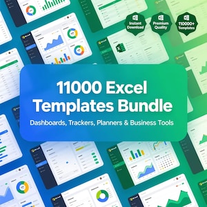 11000 Excel Templates Bundle | Dashboards, KPI Reports, Budget, Finance, Business Analytics & Spreadsheet Templates Pack