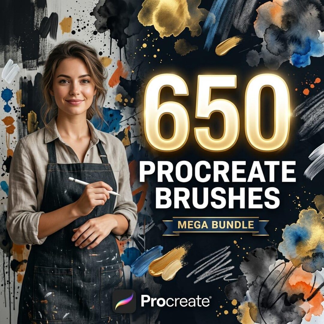 650 Procreate Brushes Mega Bundle | Tattoo, Line, Sketch, Texture ...