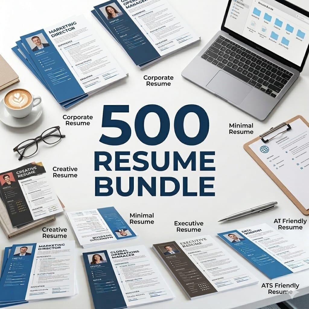 500 Resume Templates Bundle | ATS Friendly CV , Professional Resume ...