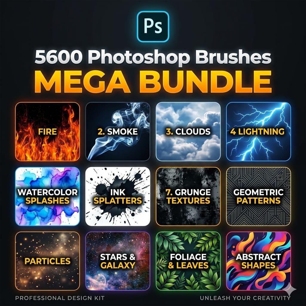 5600+ Photoshop Brushes Mega Bundle | Digital Art, Texture, Smoke ...