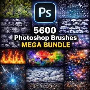 Paquete Mega de Más de 5600 Pinceles para Photoshop / Arte Digital, Texturas, Humo, Grunge, Efectos (ABR)