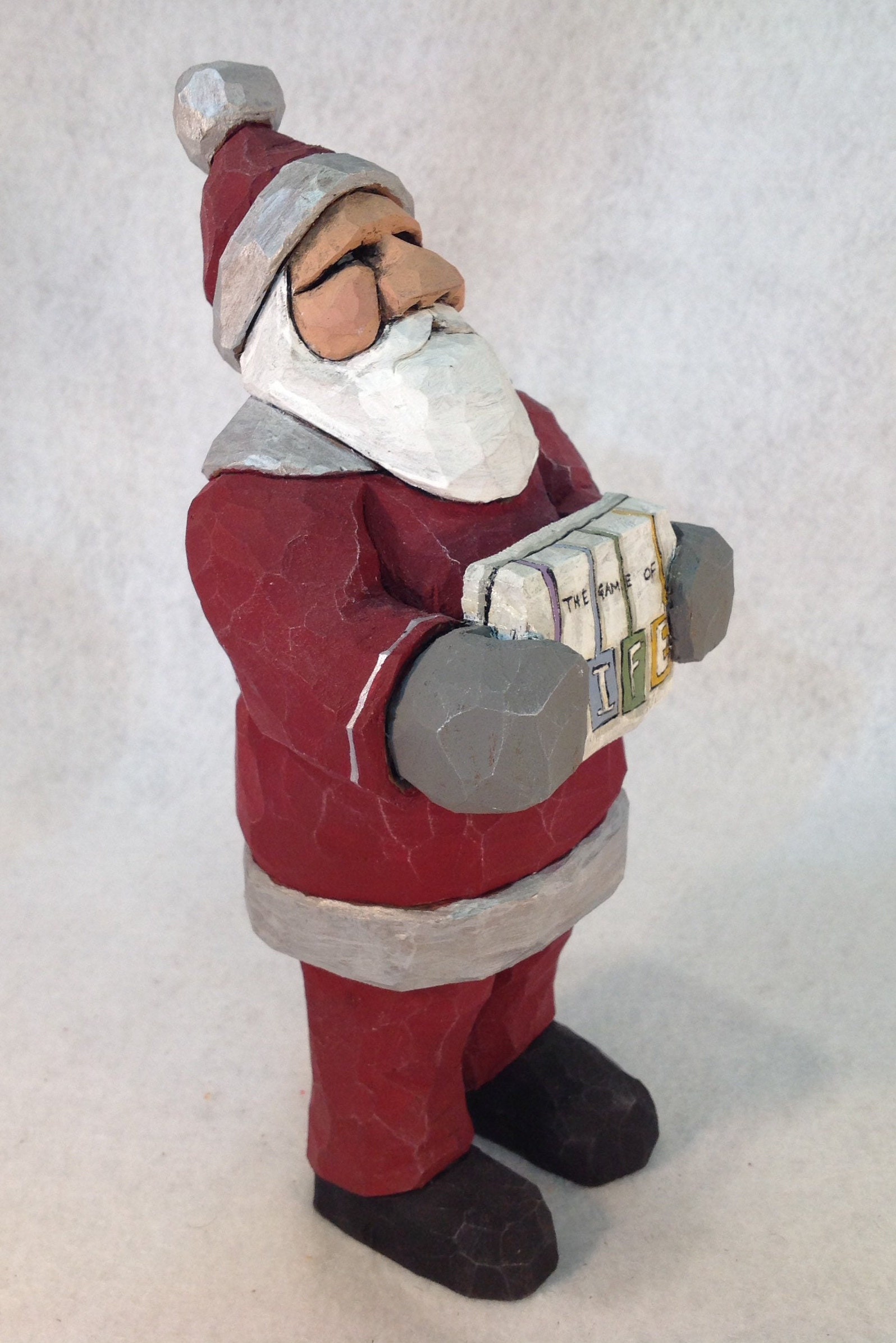 Hand Carved Wood game of Life Santa Etsy