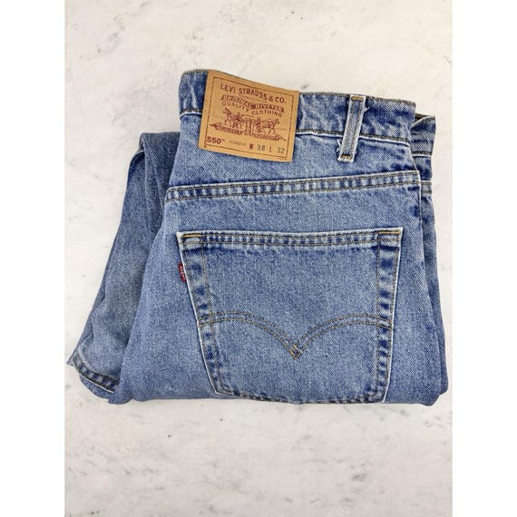 Levis 550 Relaxed Fit Jeans Mens 38x32 Blue Excellent Vintage Made 