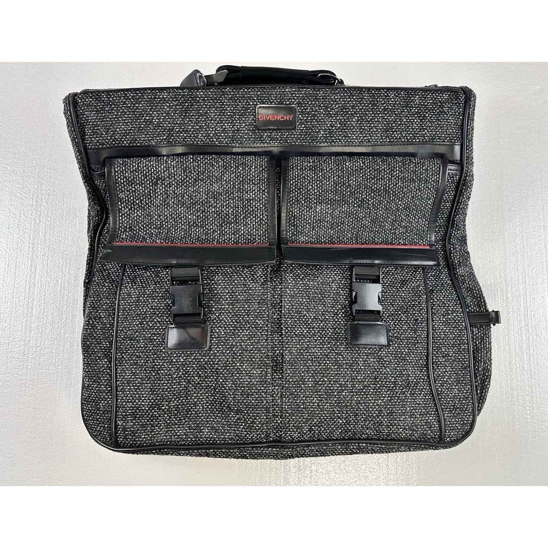 GIVENCHY Suit Bag Tweed Weekender Travel Bag Carry-on -VTG Wool Twill ...