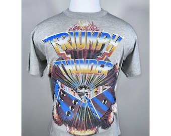 Camiseta vintage Triumph World Tour 1985 con 7 bandas (talla M)