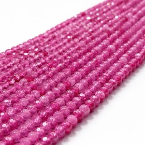 Collier de perles de rubis naturel clair, perles rondelles de rubis à facettes, rubis rose en vrac, perles de pierres précieuses pour la création de bijoux.