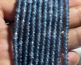 AAA Blue Sapphire Faceted Rondelle Beads, Neelam Bead 4 mm Gemstone Strand, Natural Sapphire Handmade Loose Stone Strands For Jewelry Making