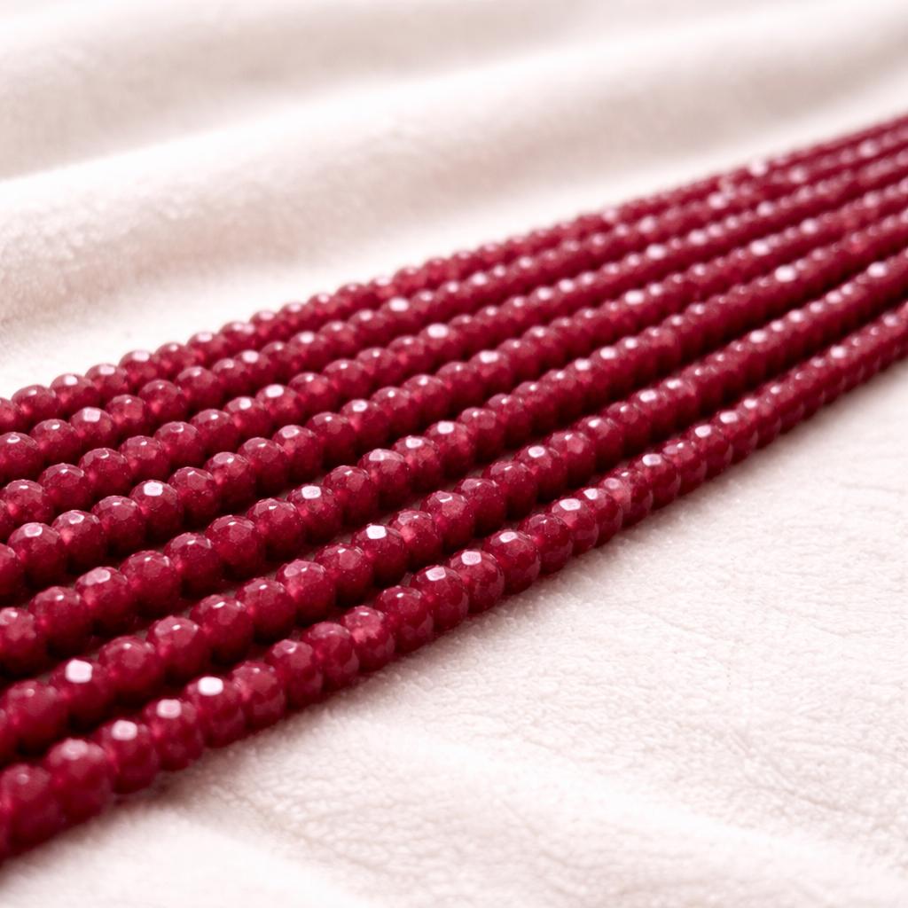 Natural Ruby Beaded Strand, Ruby Blood Red Faceted Rondelle 4 Mm Beads ...