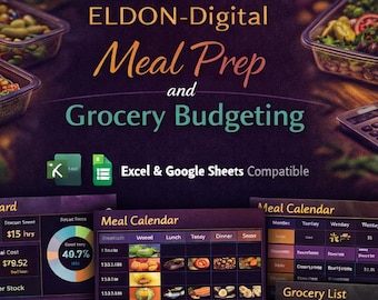 Meal Prep Planner, Grocery Budget Tracker, Recipe Database (Digital Download)