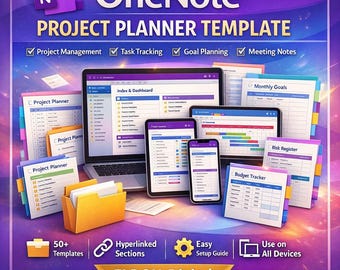 OneNote Project Planner Template, Task Tracker, Goal Planner (Digital Download)