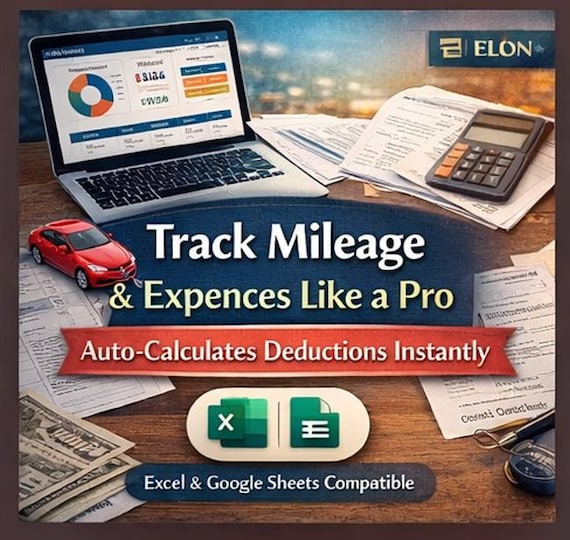 Mileage Expense Log Spreadsheet: Auto-Calculates Deductions (Excel/Google Sheets)
