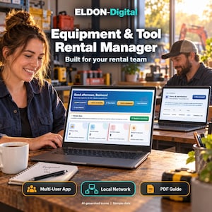 Multi-Use Equipment and Tool Rental Software, r Windows App with Illustrated PDF Guide