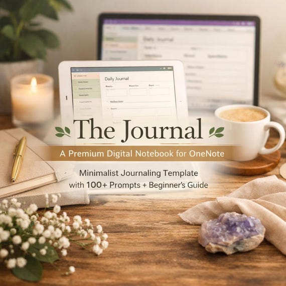 Digital Journal Notebook – Minimalist OneNote Template (100+ Prompts, Beginner's Guide)