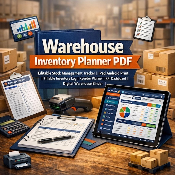Warehouse Inventory Planner | Editable Stock Tracker (Digital Download)