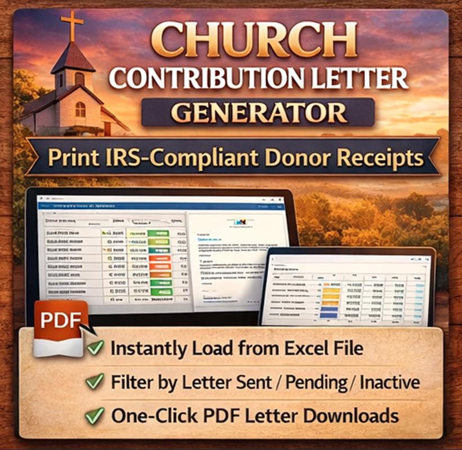 Church Tithe Tracker, Excel Google Sheets, Contribution Log (instant ...