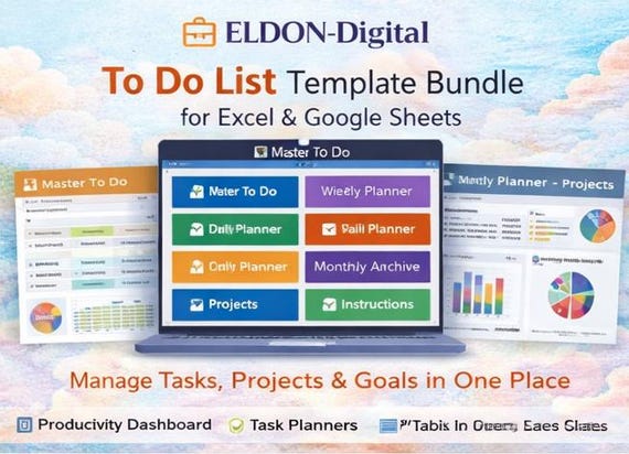 To Do List Template Bundle, Task Tracker Spreadsheet (Excel, Google Sheets)
