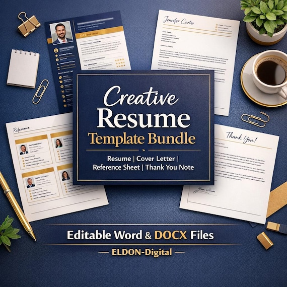 Creative Resume Template Bundle | Professional CV, Cover Letter (Word, DOCX)