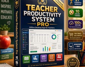 Teacher Productivity System Pro, Gradebook, Lesson Planner (Digital Download)