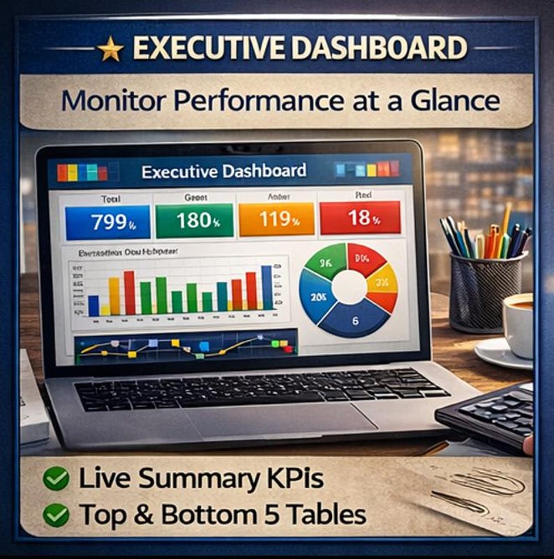 Business KPI Dashboard Excel & Google Sheets | Performance Tracker ...