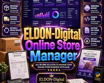 Python Online Store Manager | Invoice, Inventory, Shipping Tracker (Digital Download)